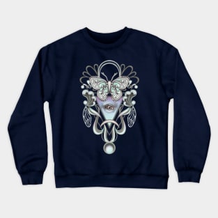 Mystic Eye Blue and Purple Night Moon Moth Crewneck Sweatshirt